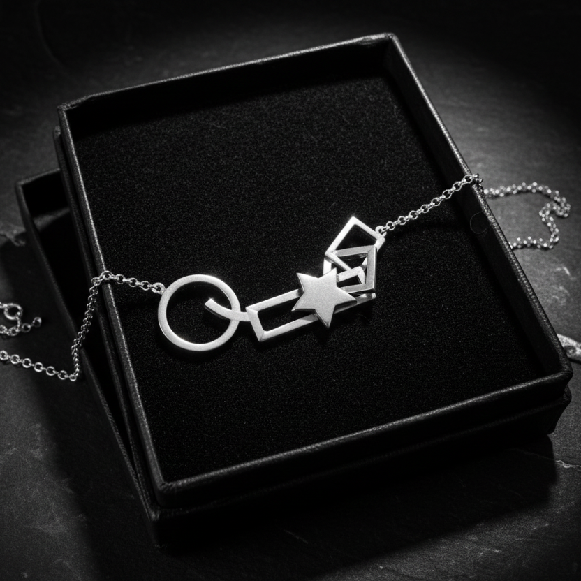925 Silver Abstract Geometric Necklace