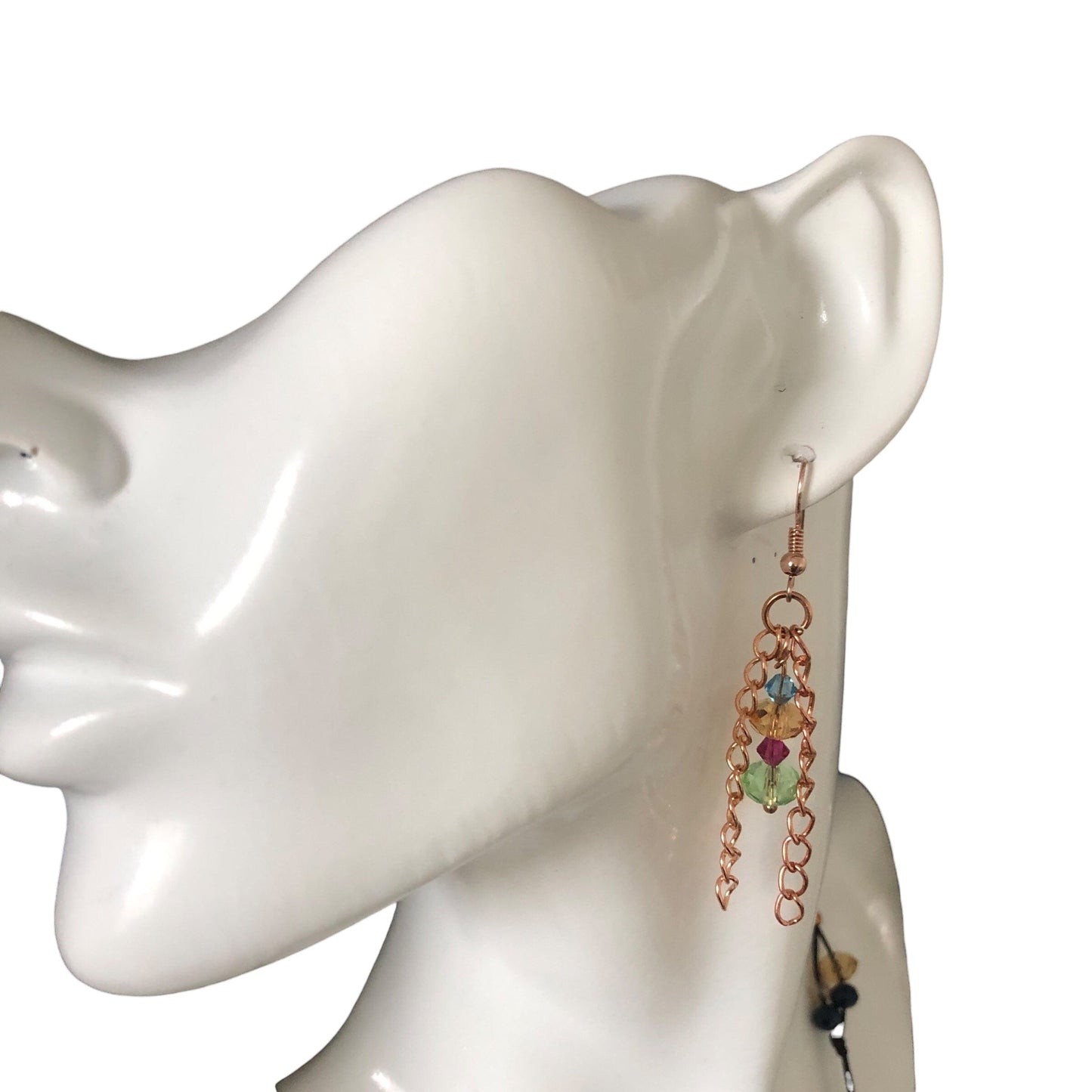 Rose Gold and Crystals Dangle Earrings