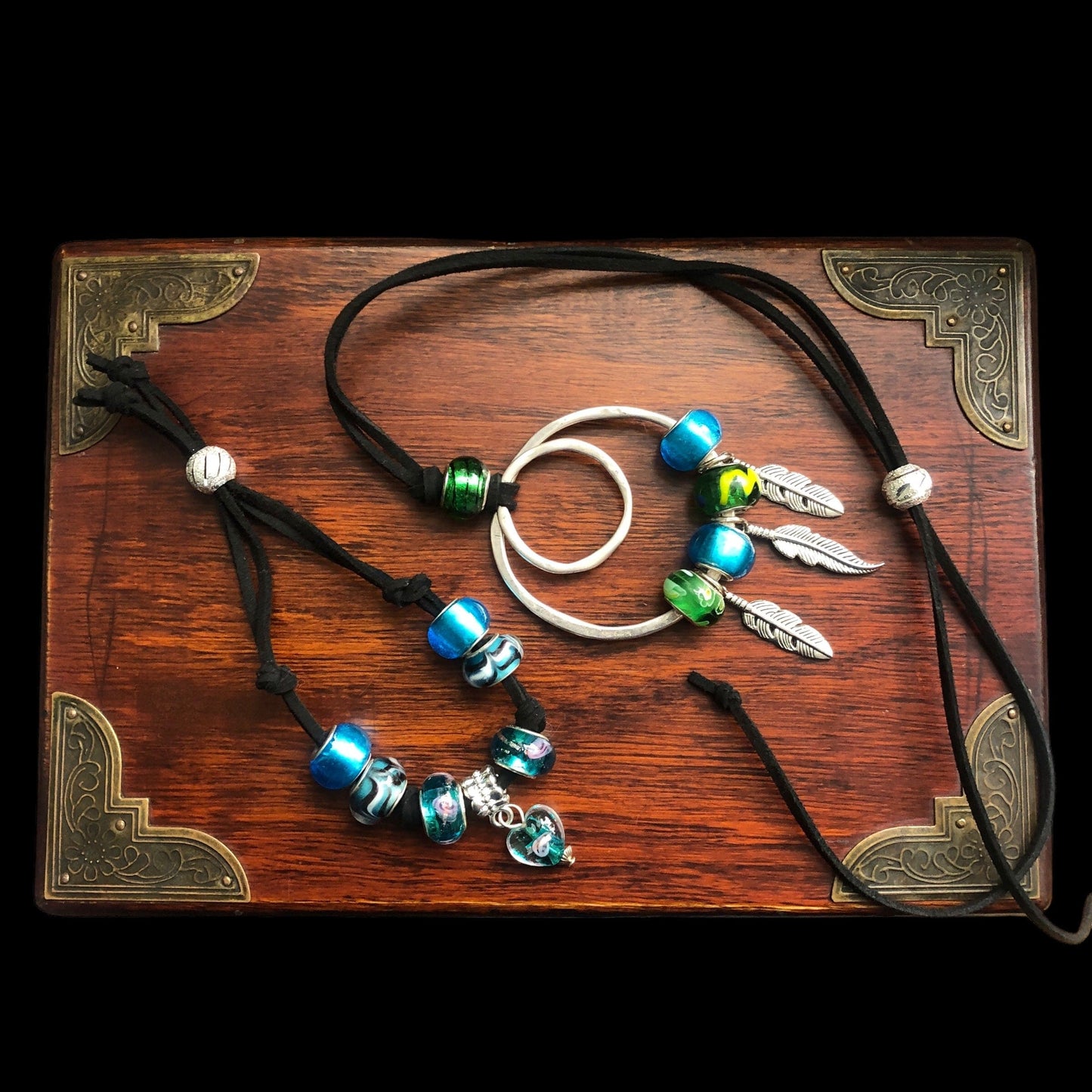 Turquoise Glass Charm Bracelet