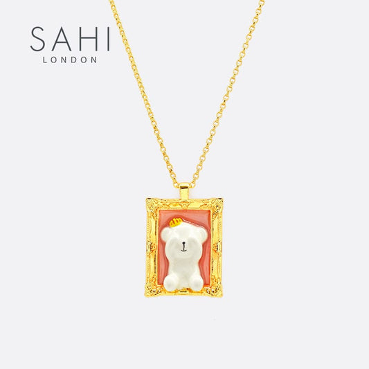 Sahi Camellia Bear Sweater Chain Necklace