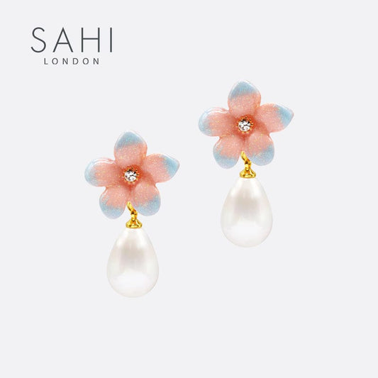 Sahi Lilys Flower Pearl Drop Earrings
