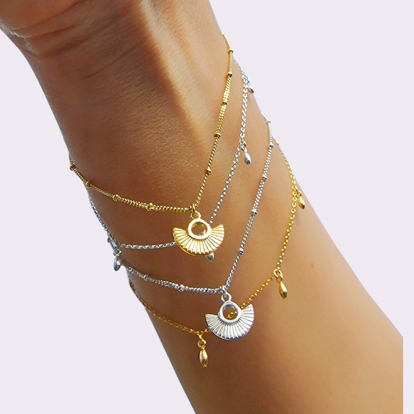 Rice Grain Chain Yellow Gold Charm Bracelet