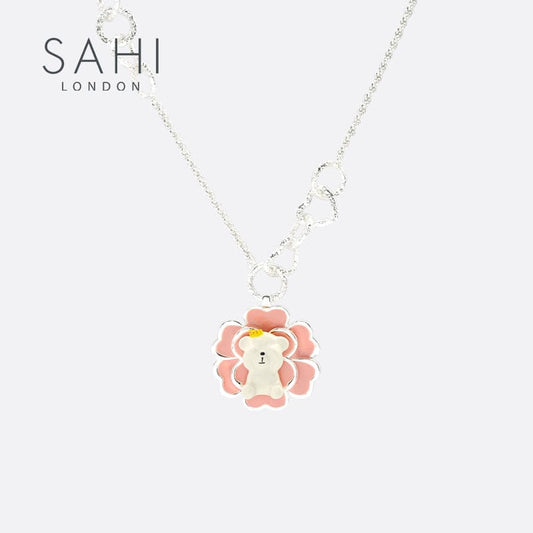 Sahi Camellia Bear Pendant Charm Necklace