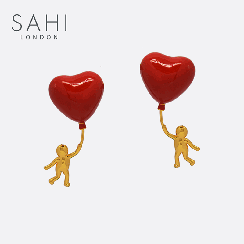 Sahi Heart Shaped Enamel Drop Earrings