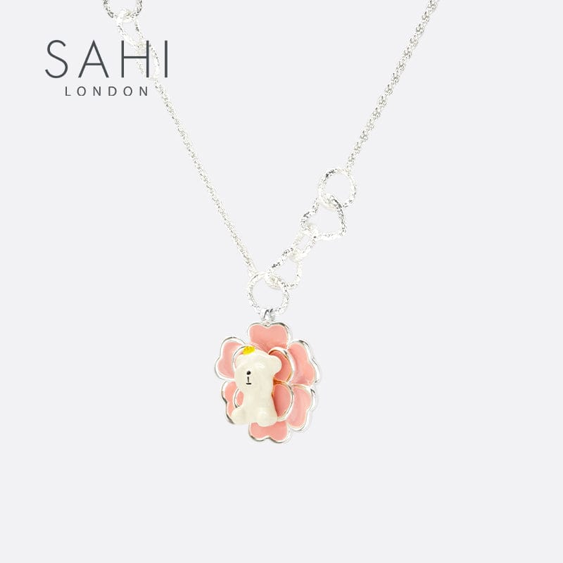 Sahi Camellia Bear Pendant Charm Necklace