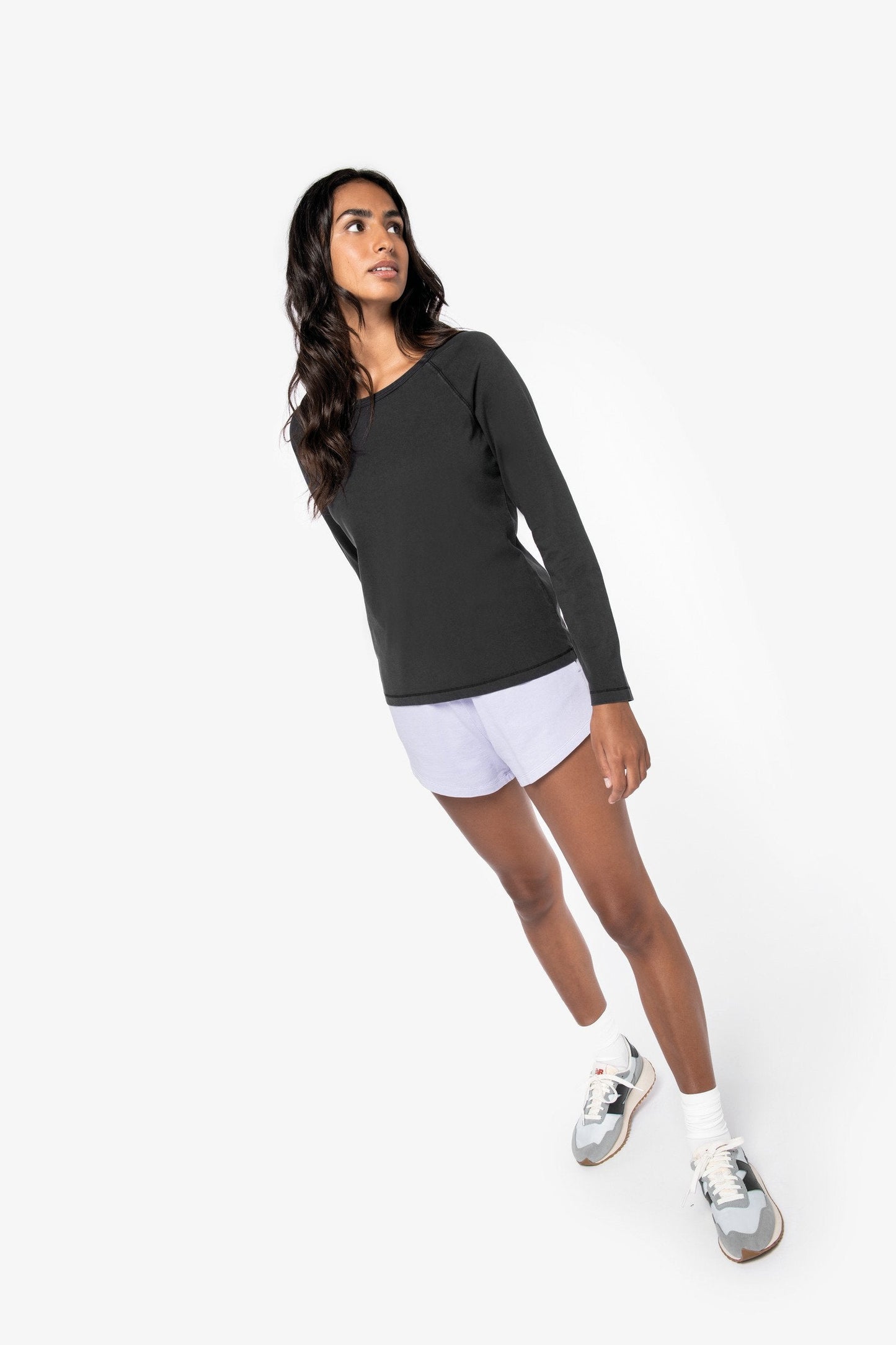 Organic Raglan Long Sleeve Washed T-Shirt: Womens