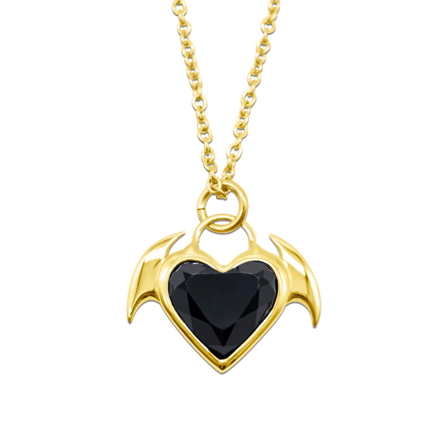 Nocturnal Succubus Gold Heart Pendant Necklace