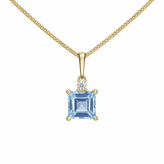 Blue Topaz Princess Pendant Necklace