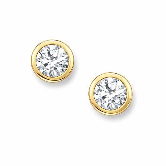 Cubic Zirconia Bezel Stud Earrings