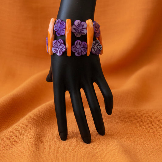 Orange and Purple Mother of Pearl Bracelet