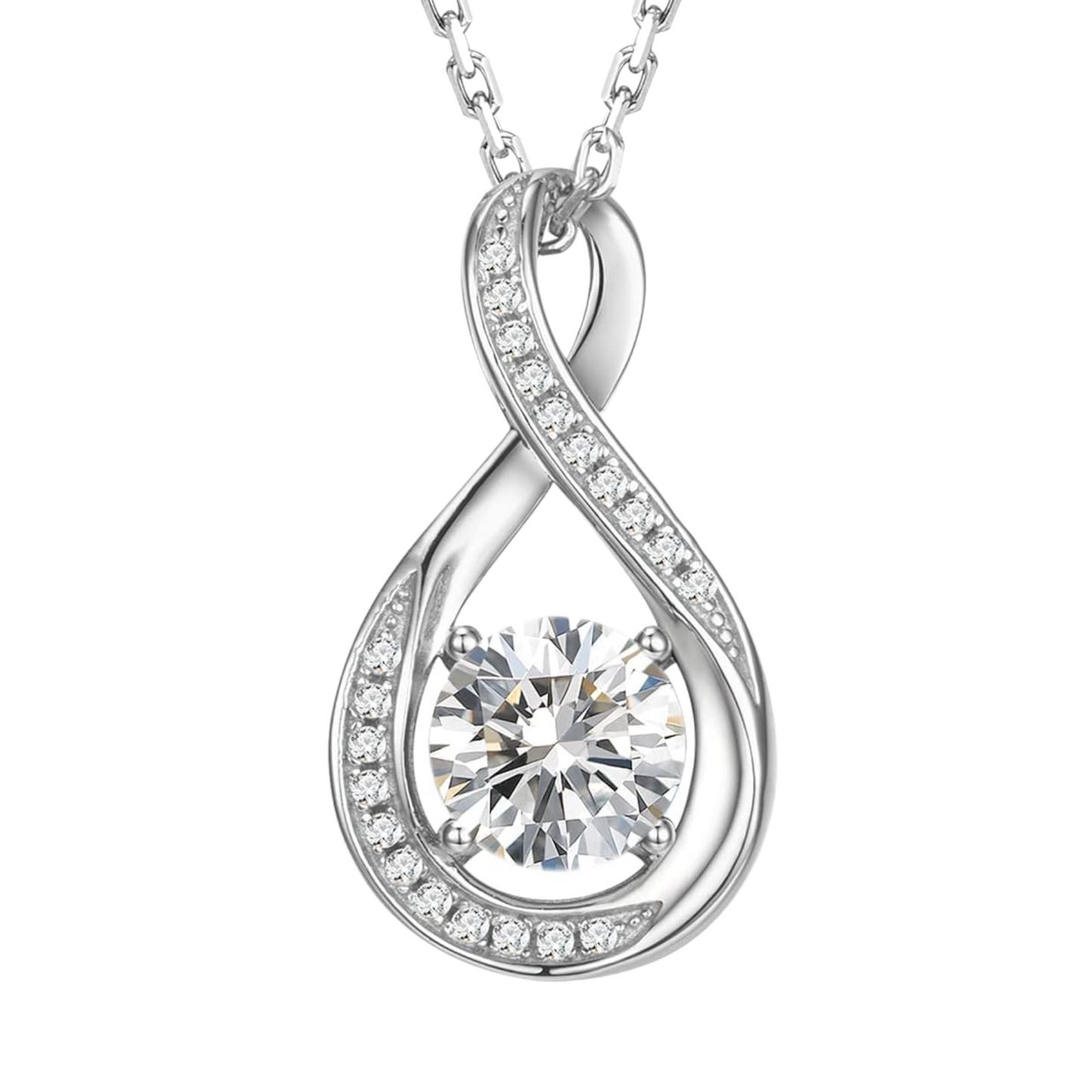 April Birthstone Infinity Pendant Necklace