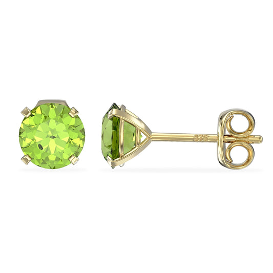August Birthstone Peridot Stud Earrings