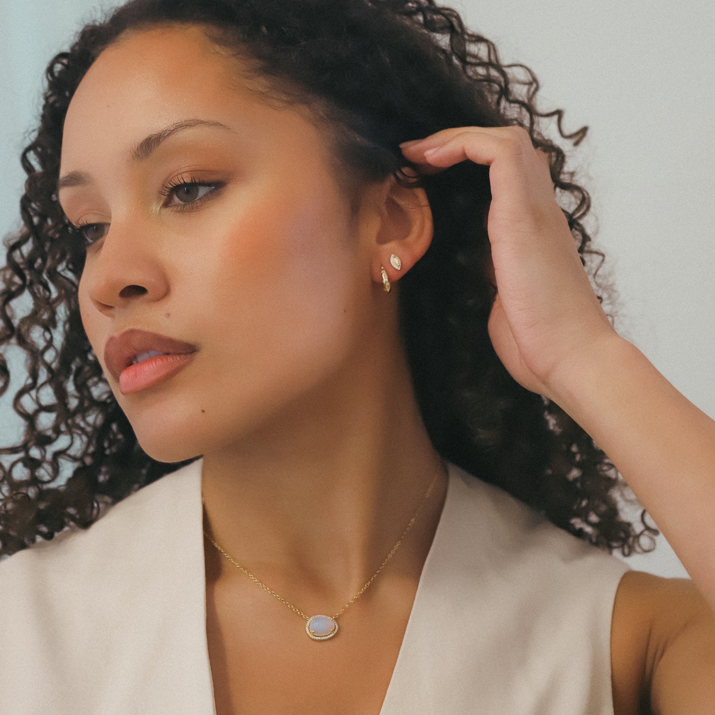 Bianca Moonstone Pendant Necklace | 14K Gold Plated
