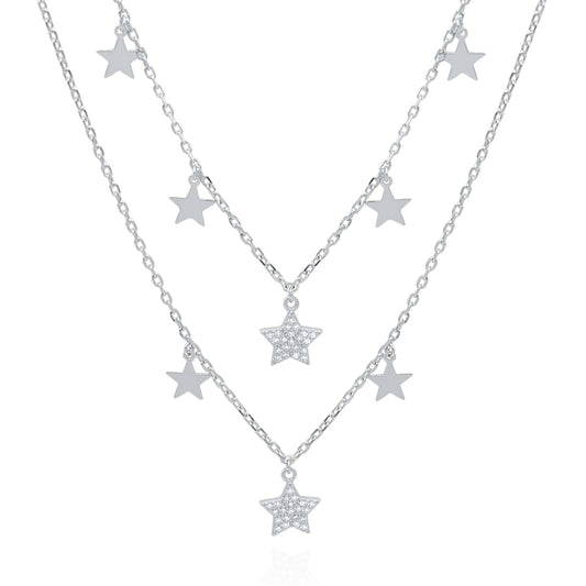 Blake Double Row Star Necklace | 925 Sterling Silver
