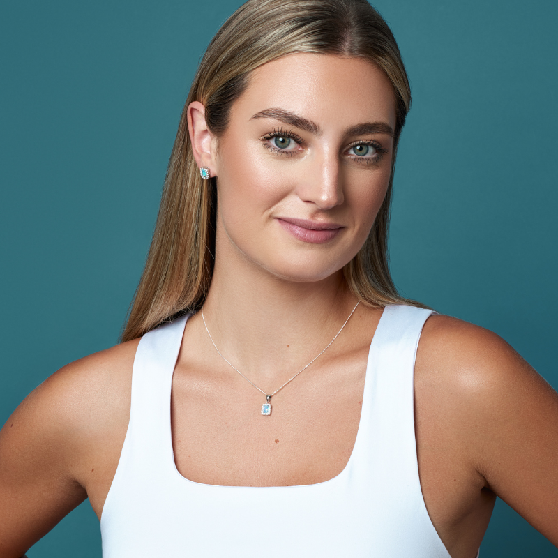 Blue Opal Halo Stud Earrings