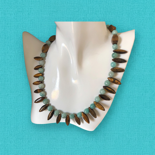 Amazonite and Tiger’s Eye Beaded Necklace