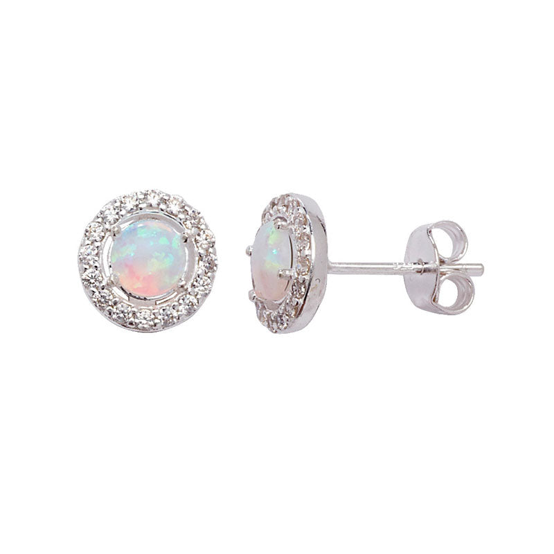 Classic Opal Halo Earrings