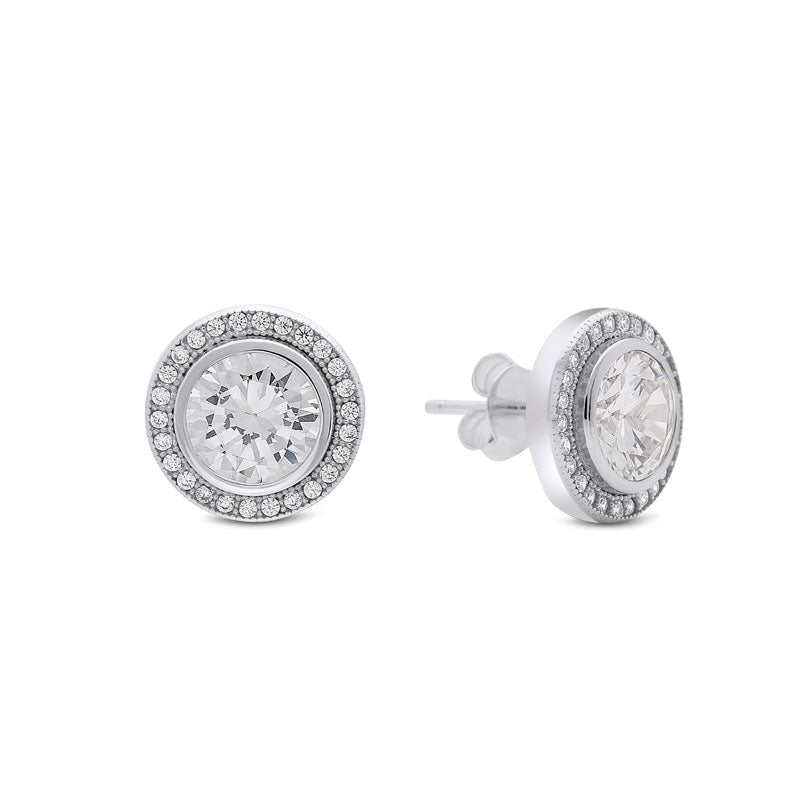 Classic Round Halo Stud Earrings