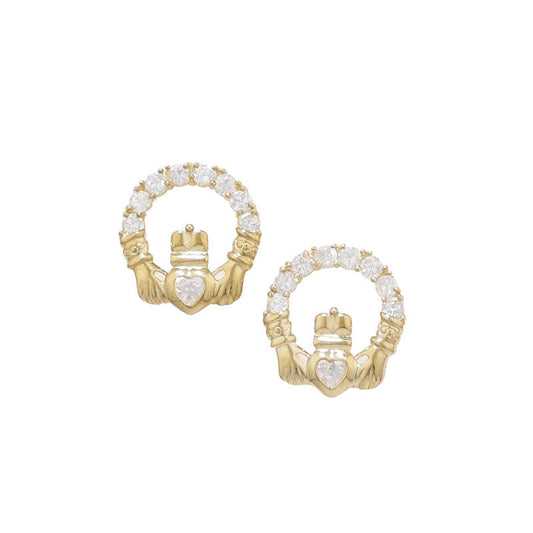 Cubic Zirconia Claddagh Earrings