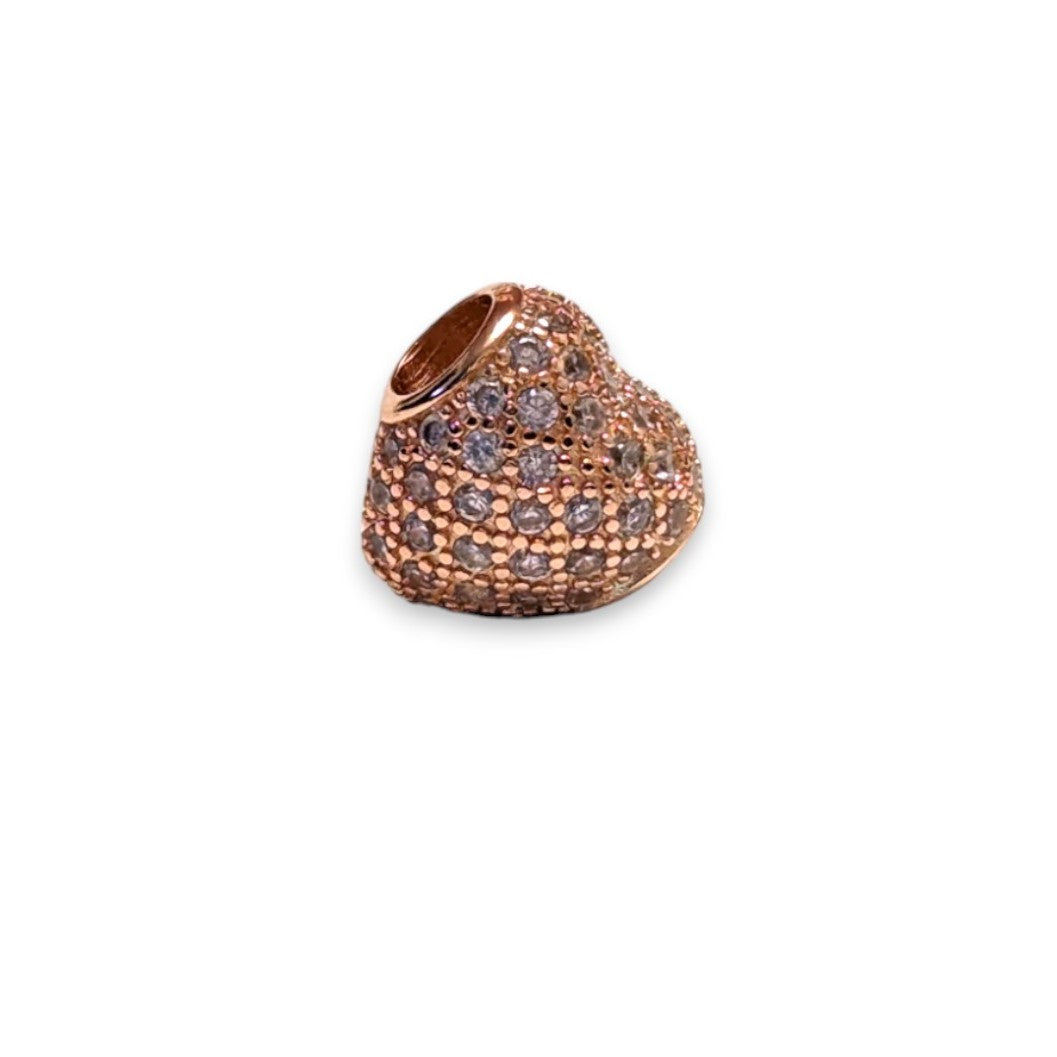 Cubic Zirconia Heart Bead Charm