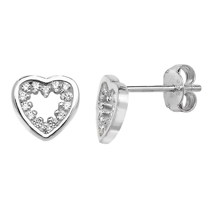 Cubic Zirconia Heart Outline Earrings