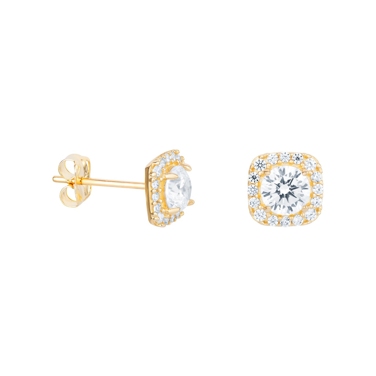 Cushion Halo Stud Earrings