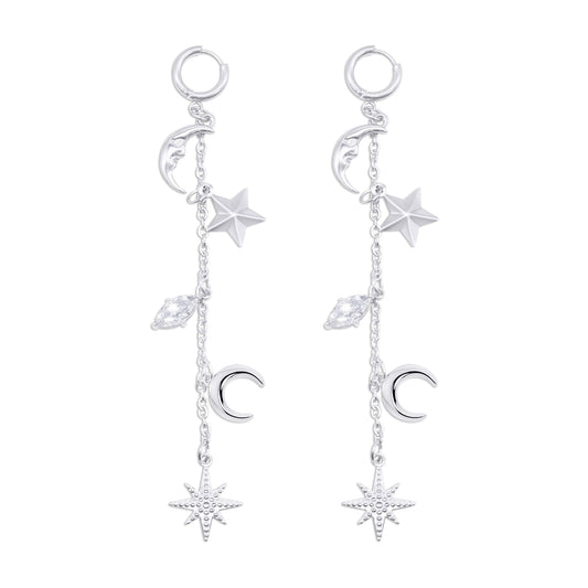 Cassiopeia Star and Moon Earrings