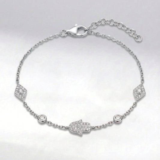 Eina Hamsa Hand & Evil Eye Bracelet | 925 Sterling Silver