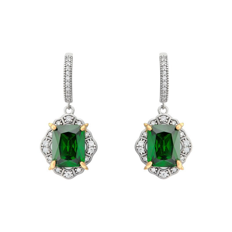Emerald Cubic Zirconia Drop Earrings