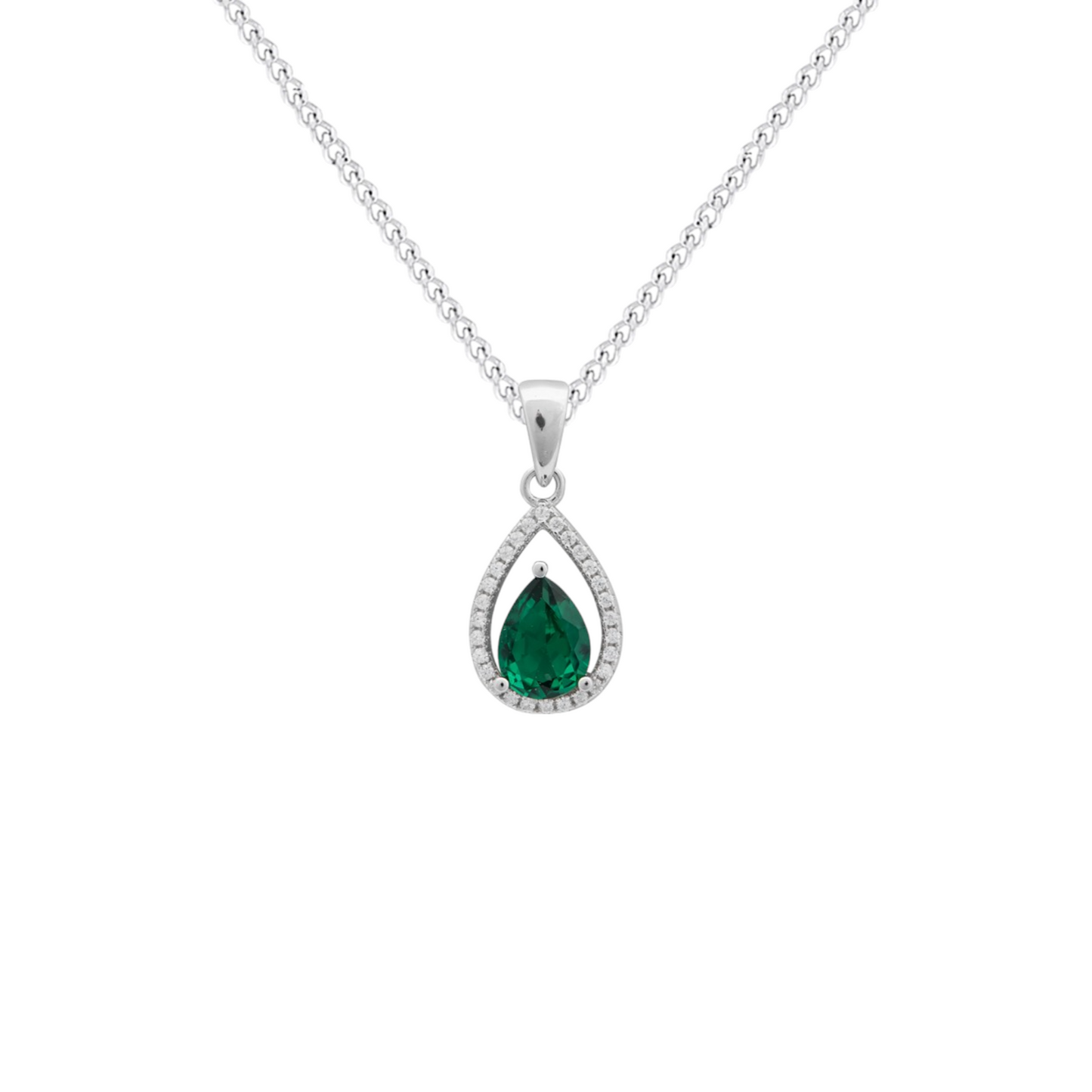 Emerald Cubic Zirconia Teardrop Necklace