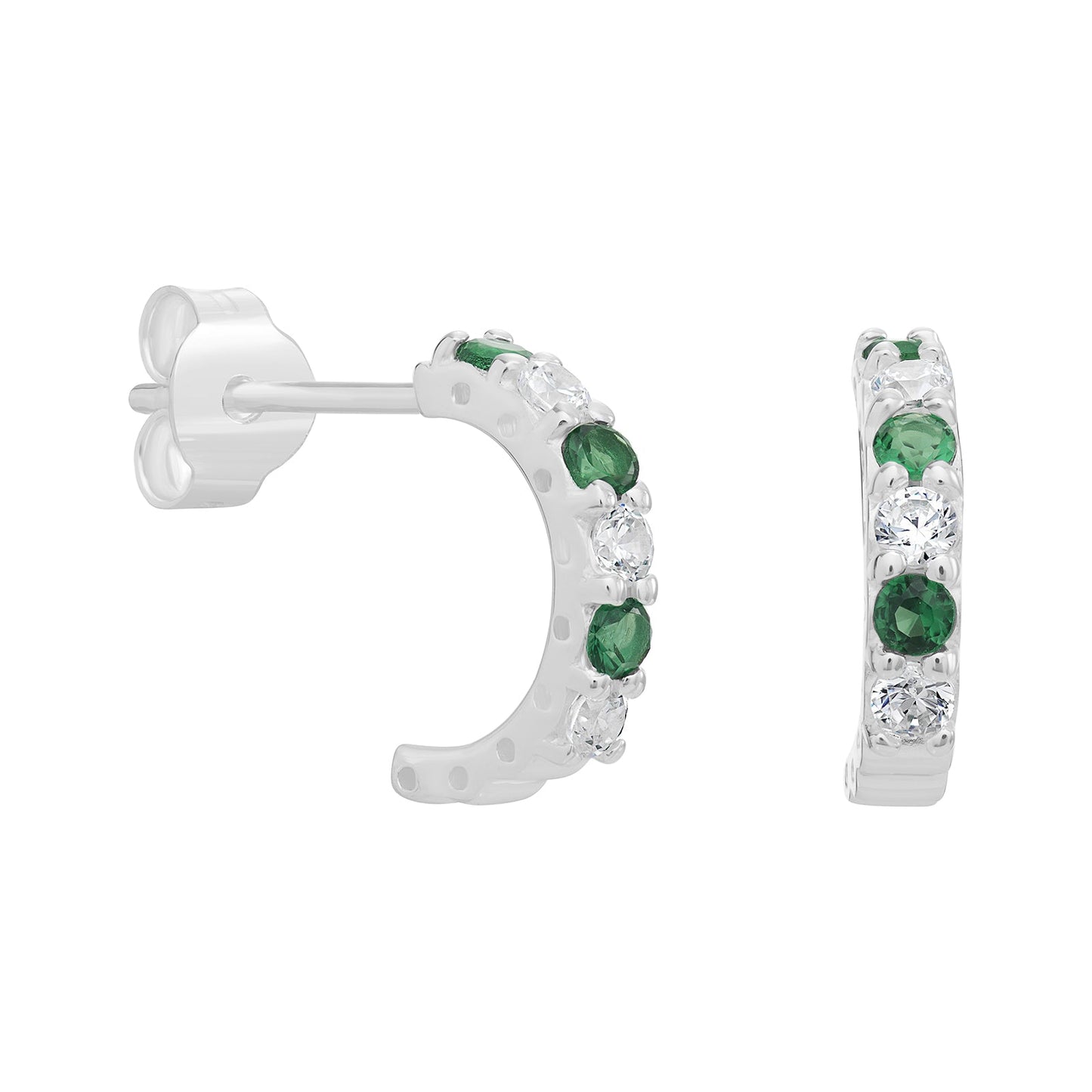 Emerald Half Hoop Earrings