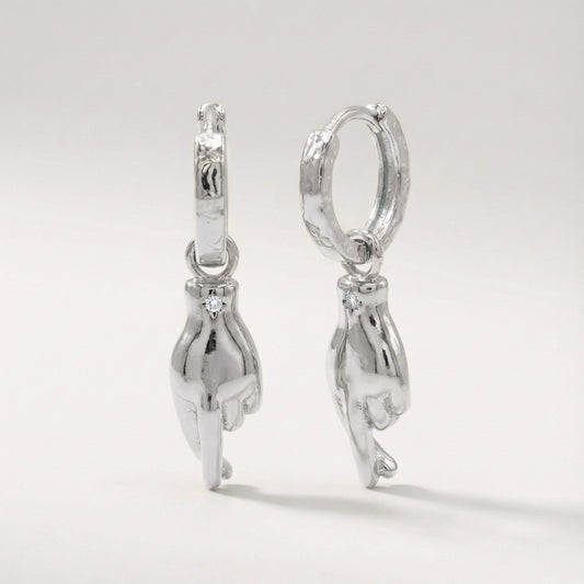 Faye Fingers Crossed Huggies | 925 Sterling Silver
