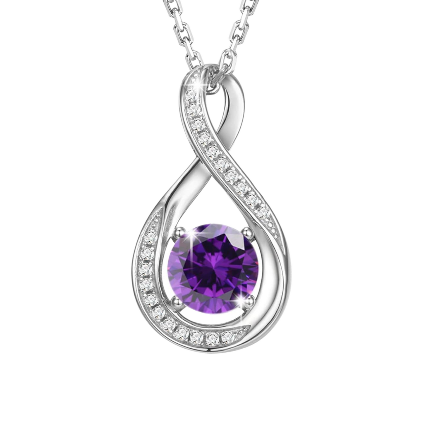 February Birthstone Infinity Pendant Necklace