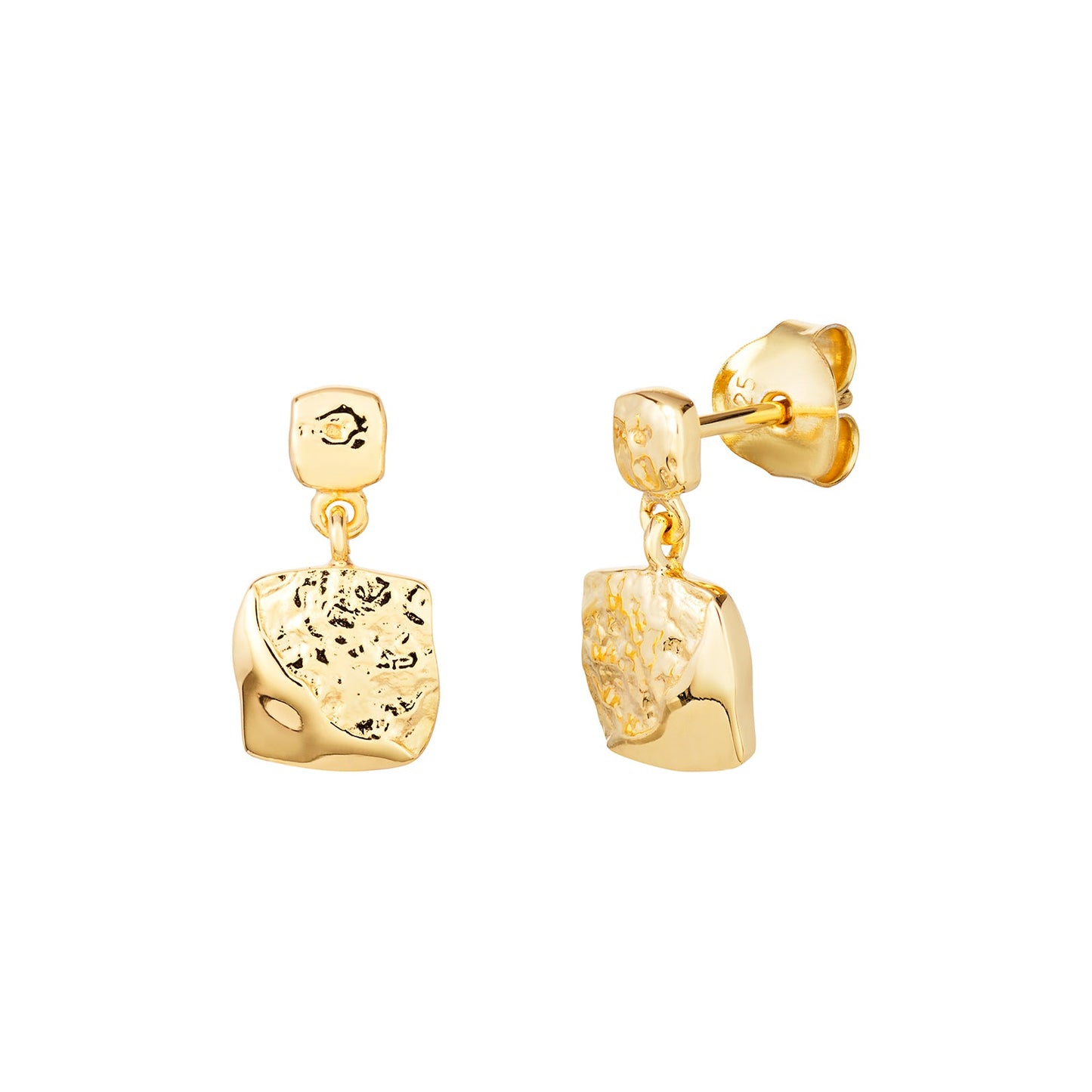 Fleur Crinkled Square Drop Earrings
