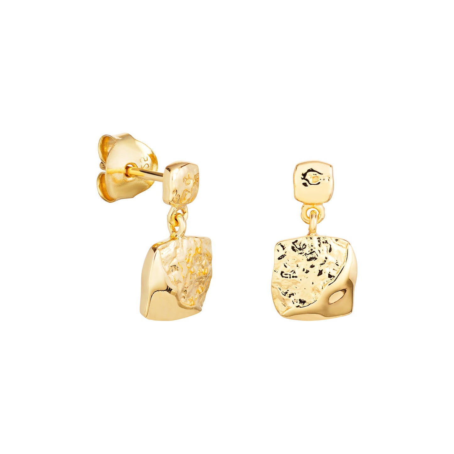 Fleur Crinkled Square Drop Earrings