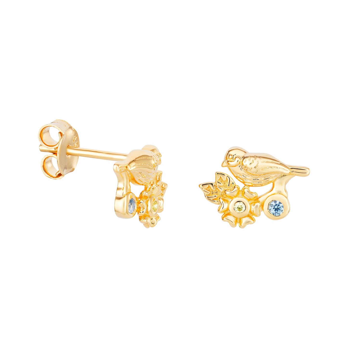 Flora and Bird Stud Earrings