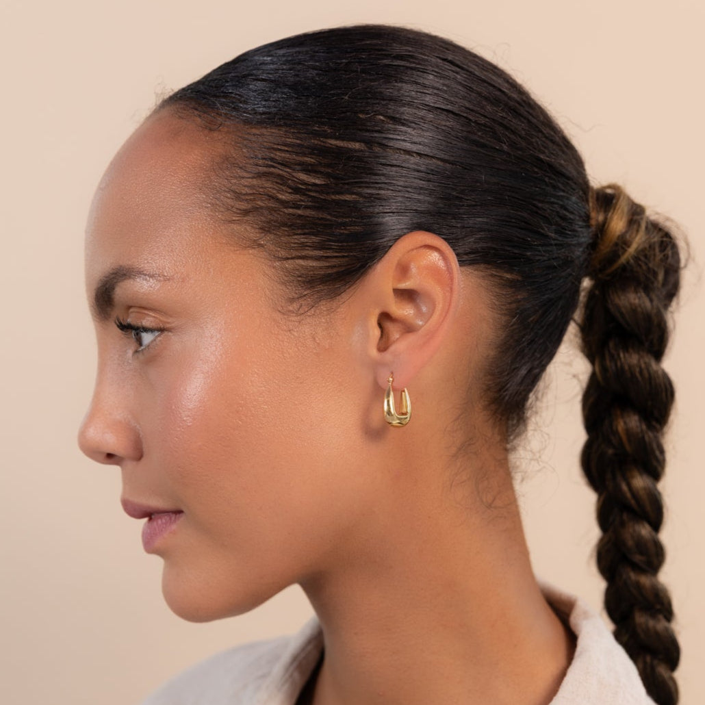 Silver Drop Saddle Hoop Earrings
