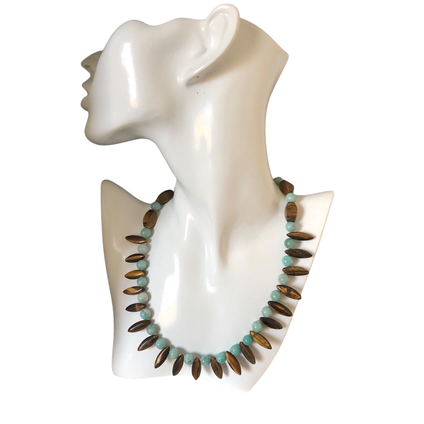 Amazonite and Tiger’s Eye Beaded Necklace