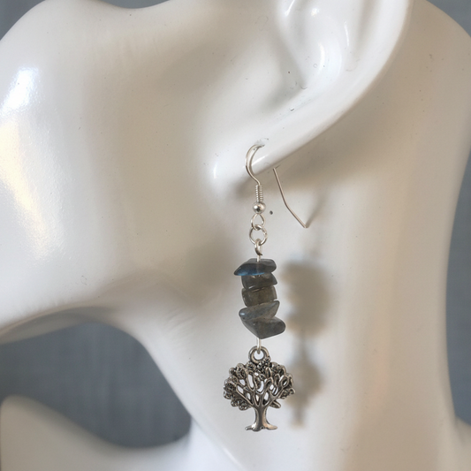 Tree of Life Labradorite Dangle Earrings