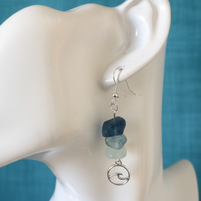 Sea Wave Fluorite Dangle Earrings