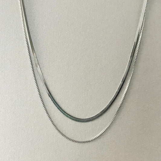 Milan Luxe Silver Plated Double Layer Chain