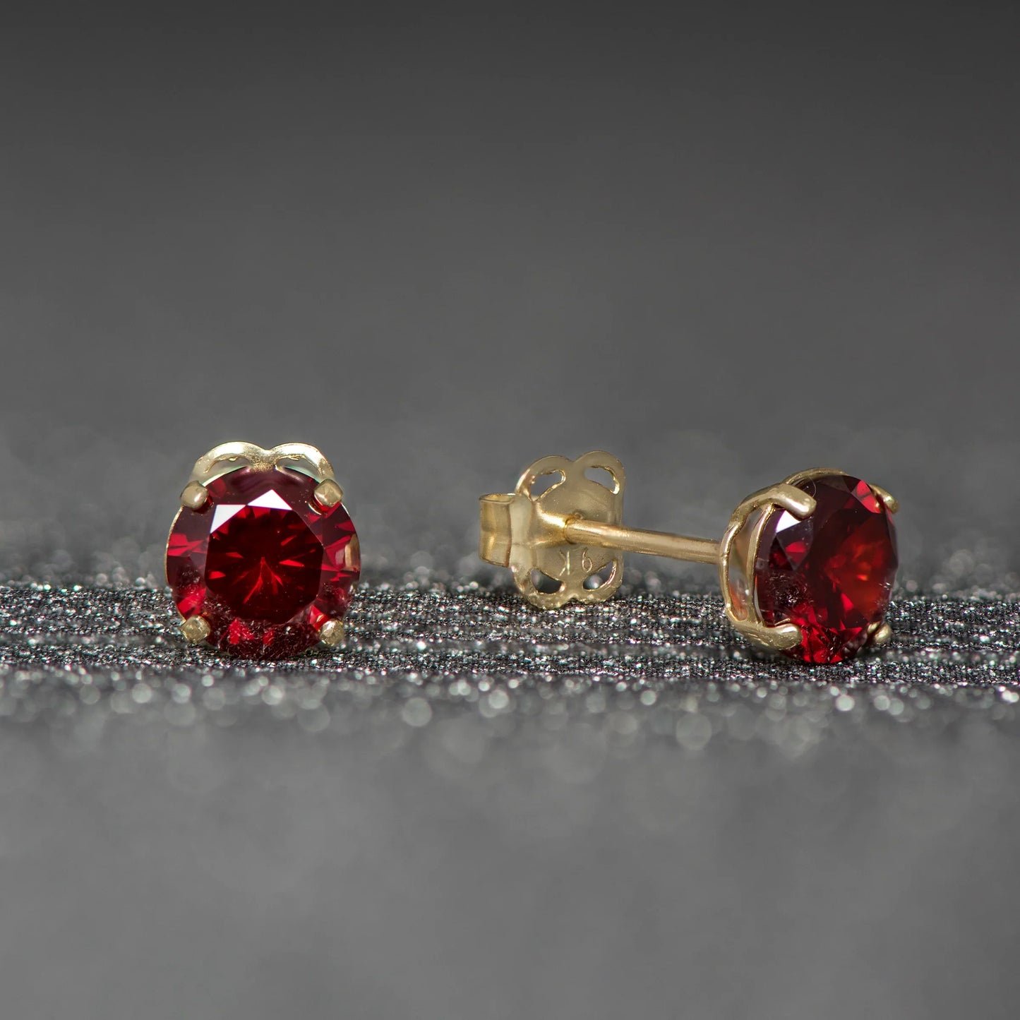 January Birthstone Garnet Stud Earrings