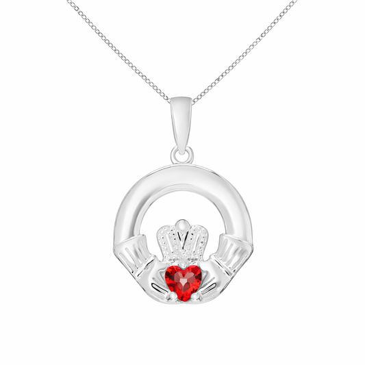 July Birthstone Claddagh Pendant Necklace