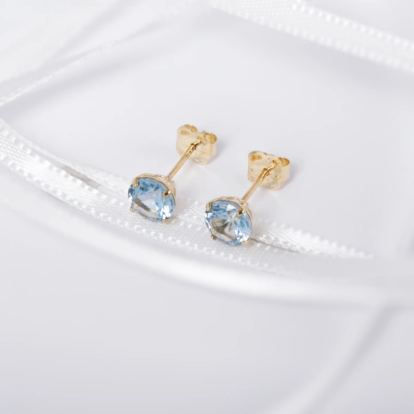 March Birthstone Aquamarine Stud Earrings