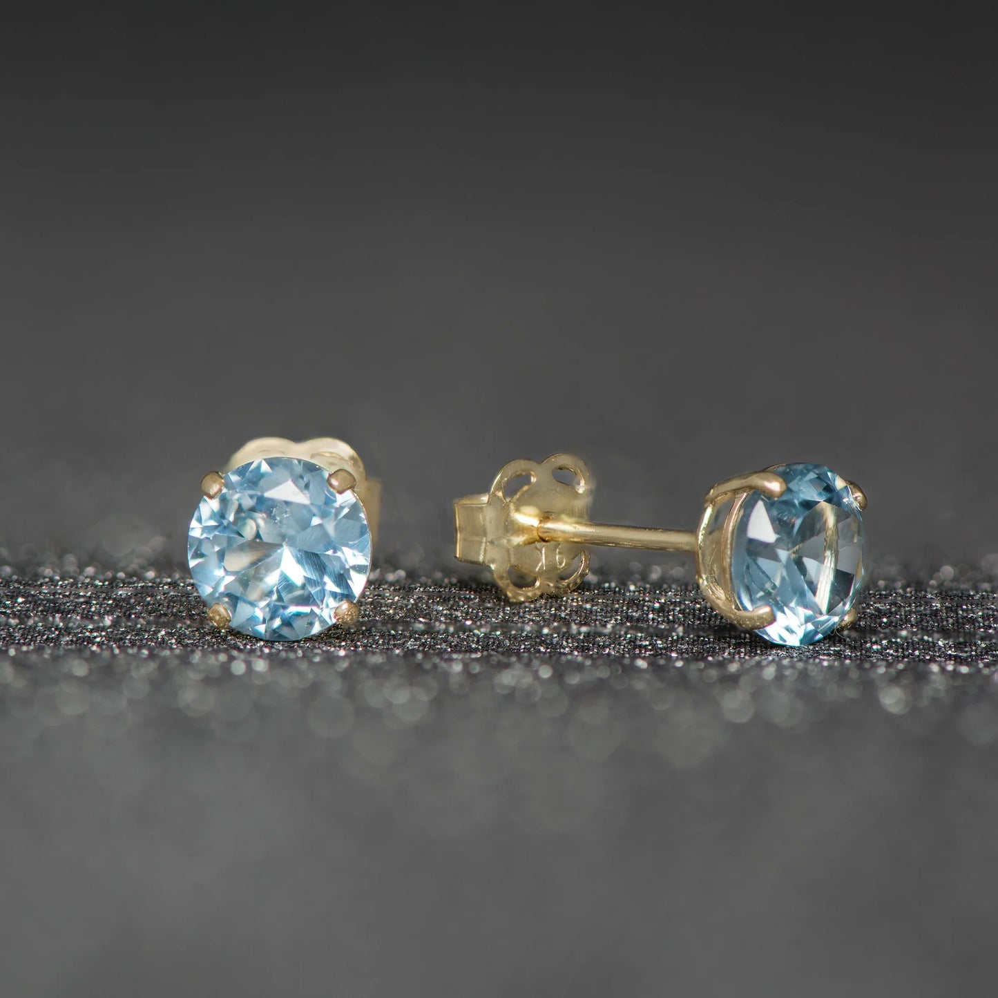 March Birthstone Aquamarine Stud Earrings