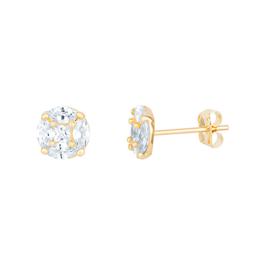 Marquise Round Cubic Zirconia Stud Earrings