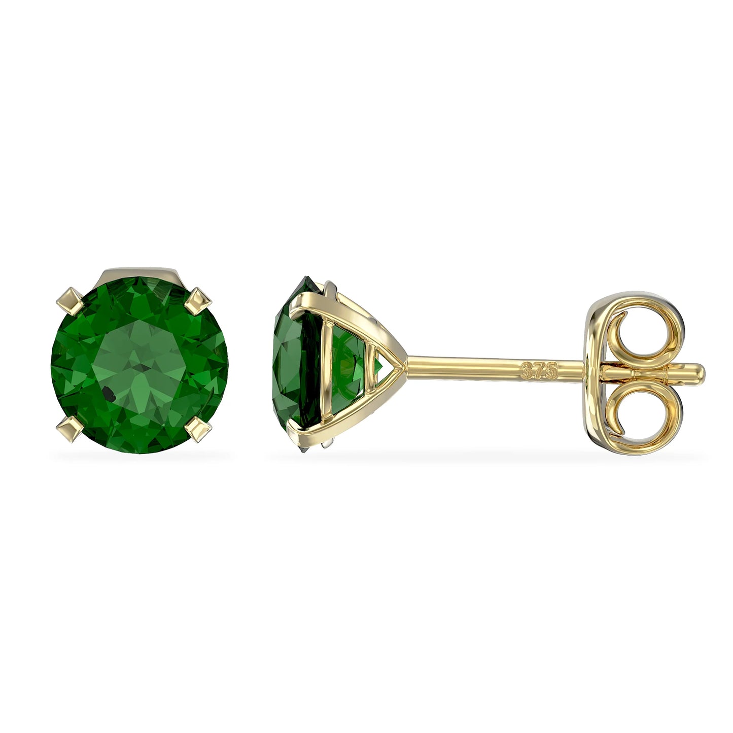May Birthstone Emerald Stud Earrings