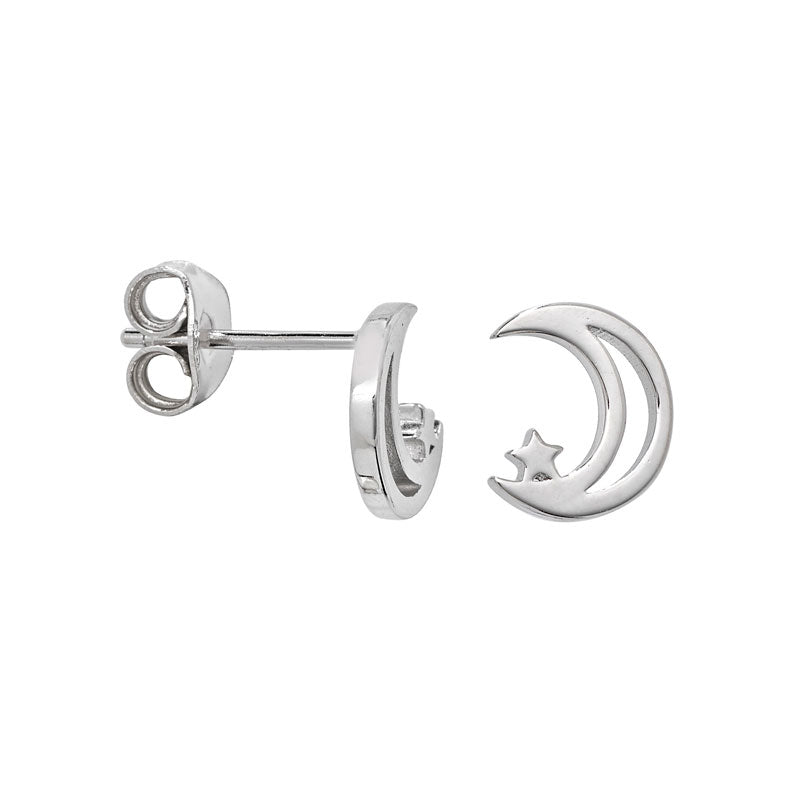 Moon & Star Stud Earrings