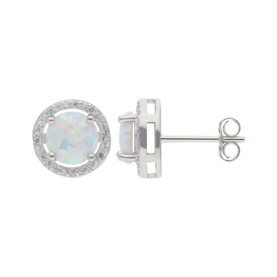 Opal Halo Stud Earrings
