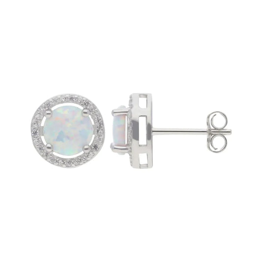 Opal Halo Stud Earrings